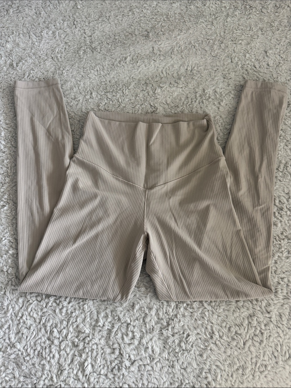 Aerie Ribbed High-Waist Leggings in Beige